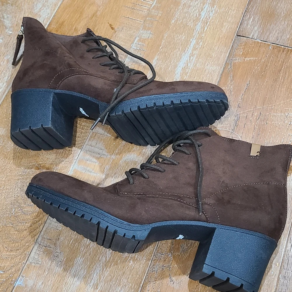 Dr.Scholl's Women's Laurence Brown Lace-Up Platform Boots Size 8.5 Fall Winter - Picture 4 of 7